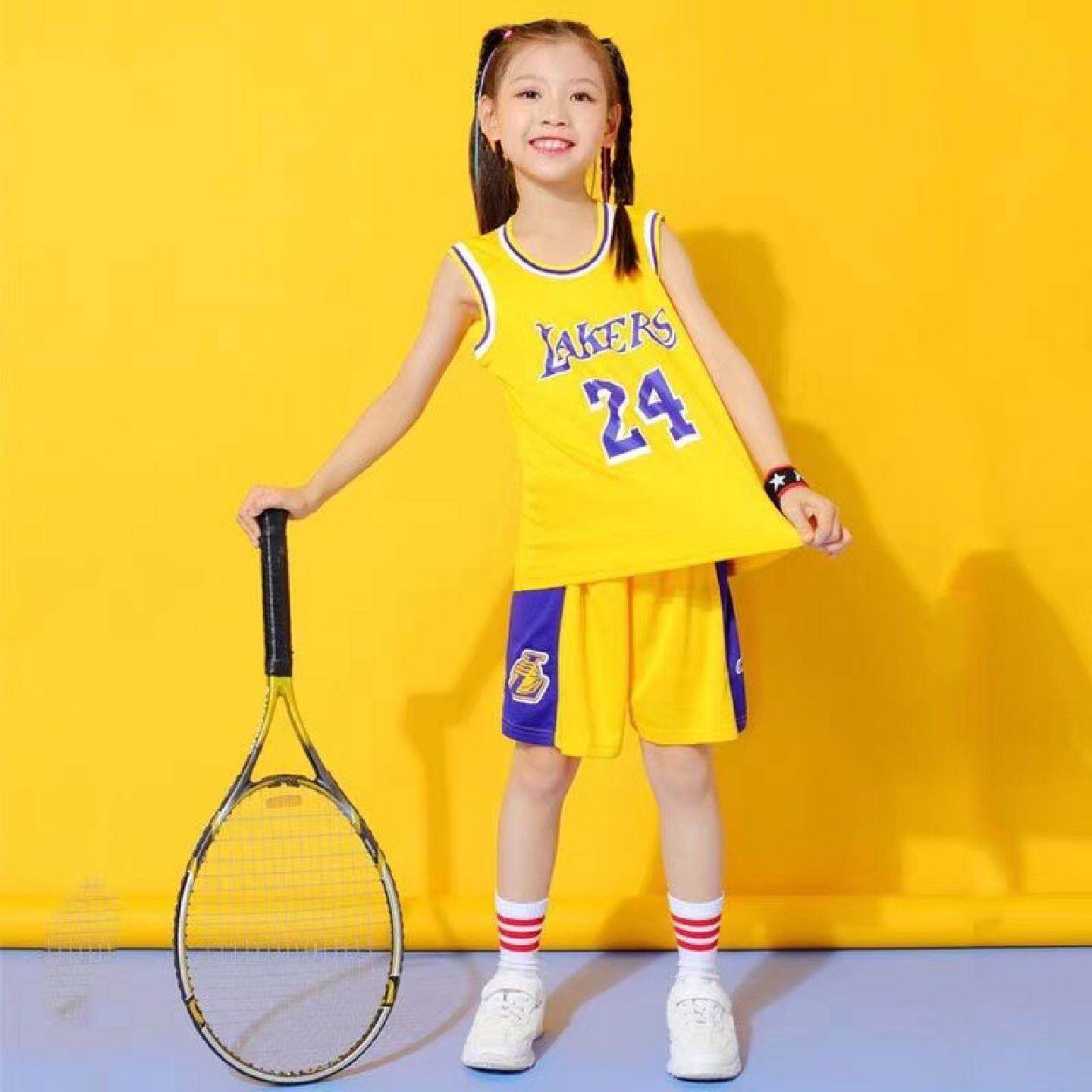 湖人队科比24号8号v领圆领詹姆斯6号23号背心儿童幼儿篮球服套装