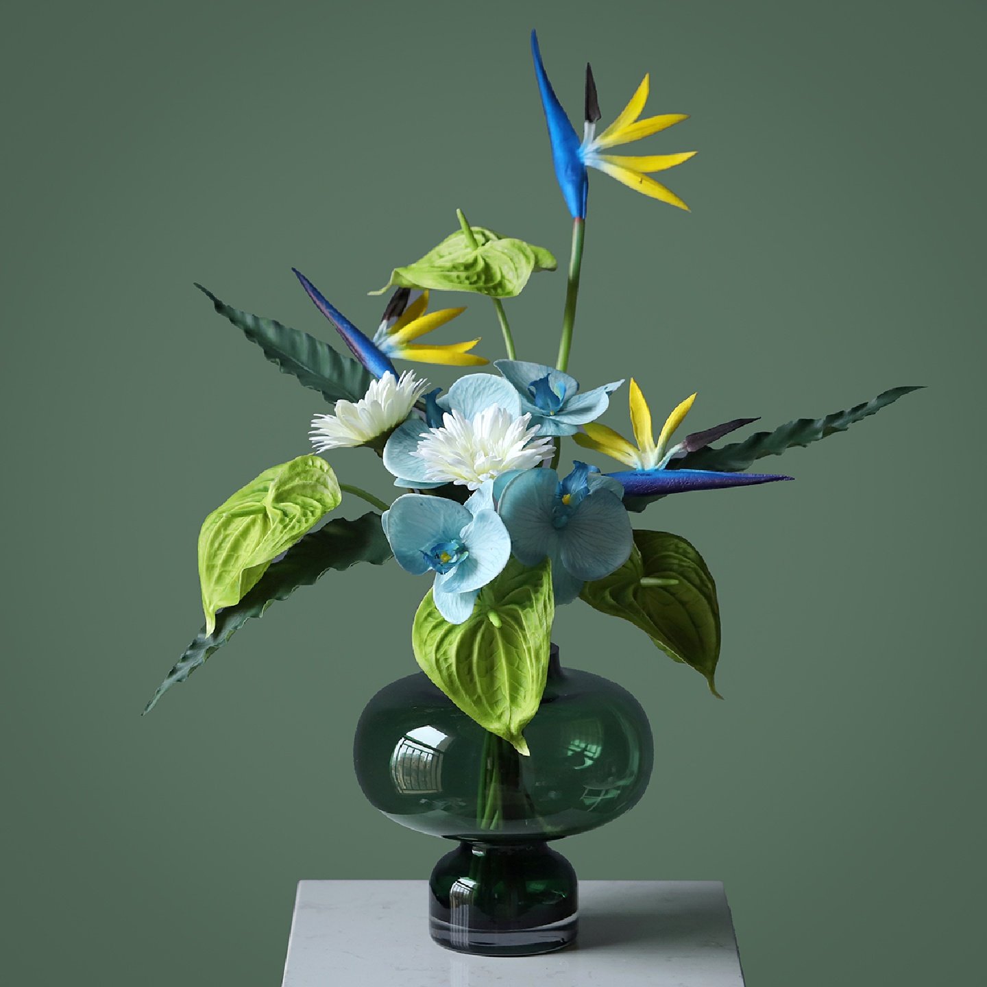 青绿山水系列仿真花束室内空间设计师花植婚礼用仿真插花