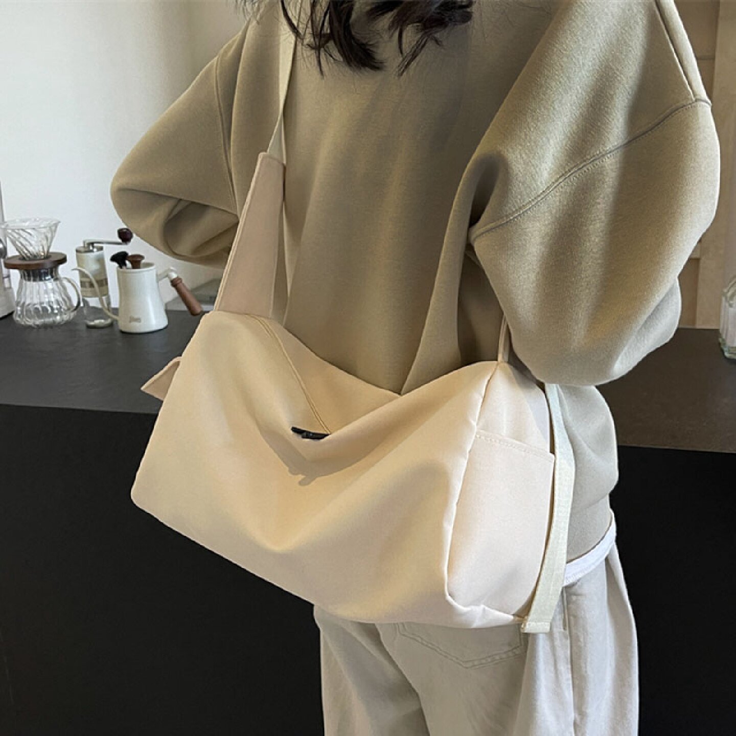 休闲通勤帆布包单肩波士顿枕头包包女士2024夏季新款斜挎潮包时尚