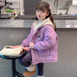女童棉袄外套2024冬装新款儿童洋气宝宝秋冬加绒加厚棉衣棉服