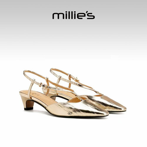 millies妙丽尖头后空浅口单鞋