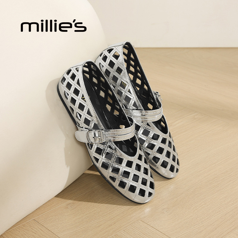 millies妙丽银色单鞋女2025