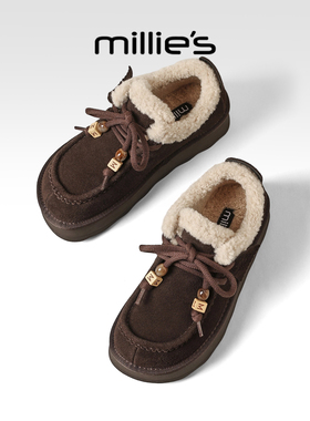 millies妙丽厚底全包勃肯乐福鞋棉鞋2025冬季新款加绒保暖雪地靴