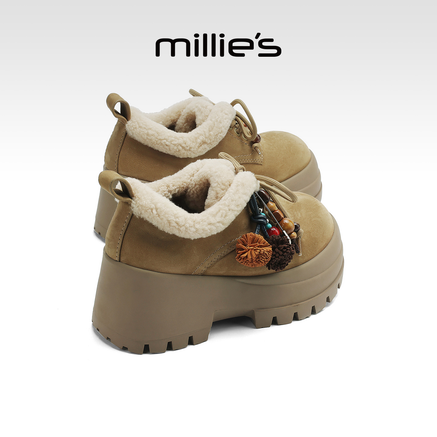 millies妙丽加绒勃肯鞋厚底加棉
