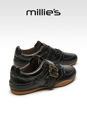 millies妙丽秋冬新款时尚休闲舒适低帮加绒德训鞋女鞋加棉阿甘鞋