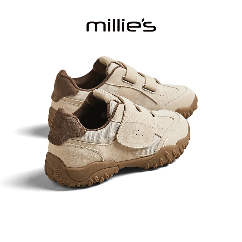 millies妙丽女鞋2026新款魔术贴小众鞋软底运动休闲鞋加绒德训鞋,女鞋,时尚休闲鞋,淘宝优惠券,粉丝福利购,淘宝优惠卷