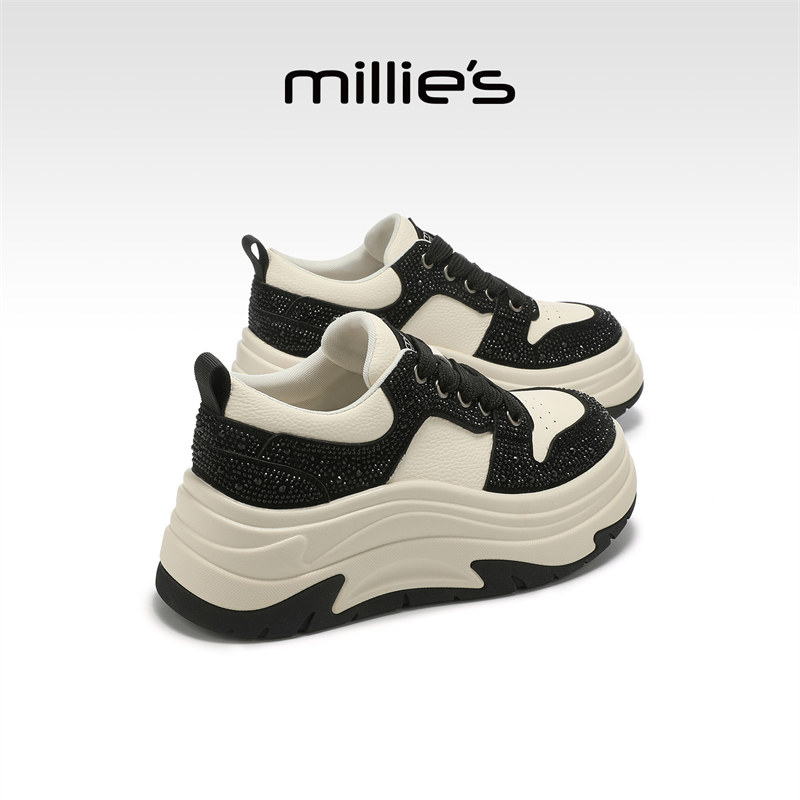 millies妙丽女鞋厚底增高板鞋2025年秋季新款ins潮百搭休闲运动鞋