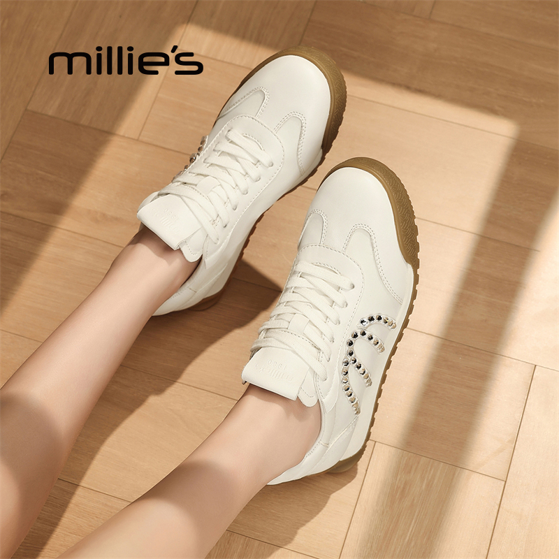 millies妙丽低帮平底水钻单鞋