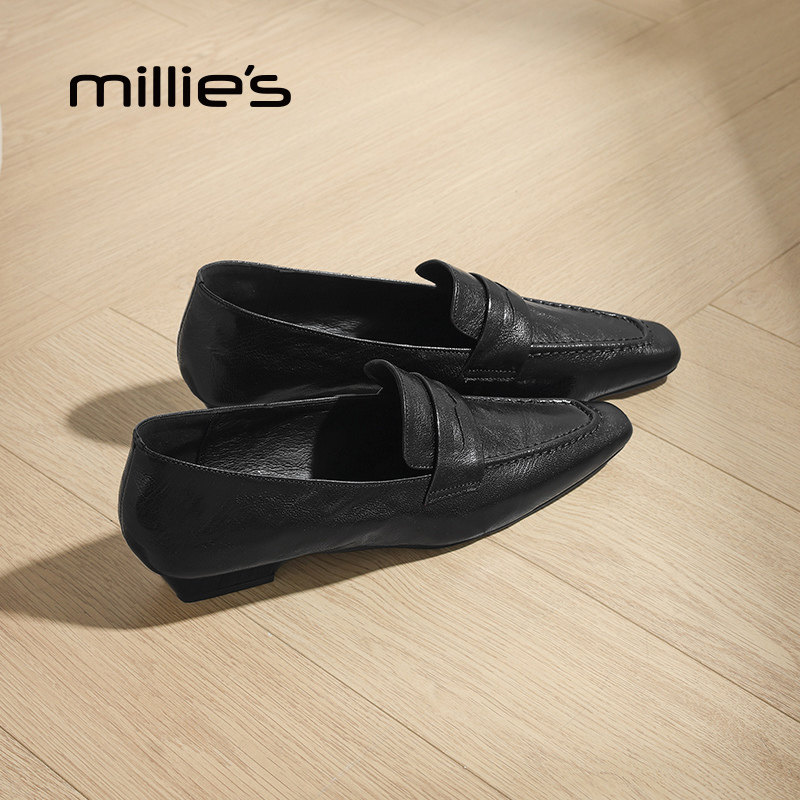 millies妙丽女鞋2025年新款法式复古气质时尚方头浅口单鞋乐福鞋,女鞋,浅口单鞋,淘宝优惠券,粉丝福利购,淘宝优惠卷