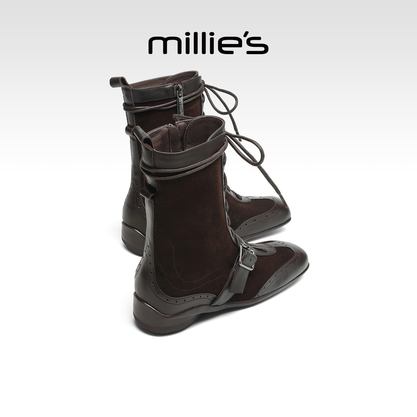 millies妙丽女鞋厚底加绒马丁靴