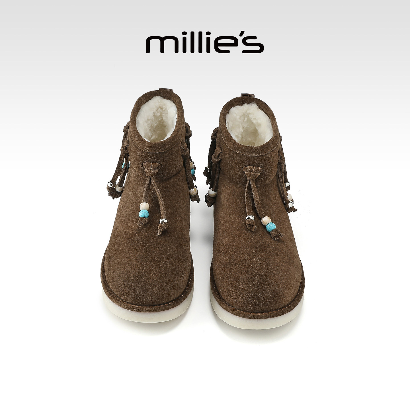 millies妙丽短款毛毛靴子加绒羊毛靴女款雪地靴冬季新款加厚棉鞋