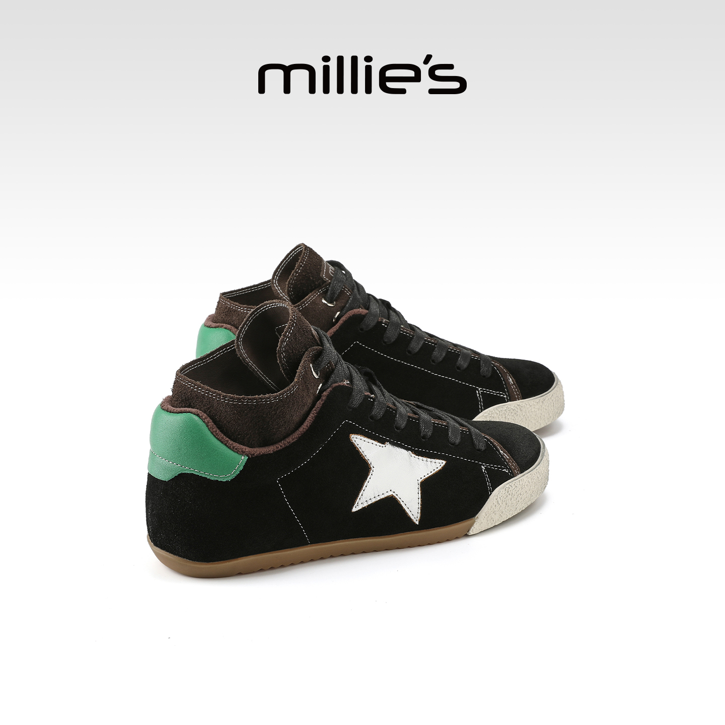 millies妙丽女鞋牛皮复古德训鞋