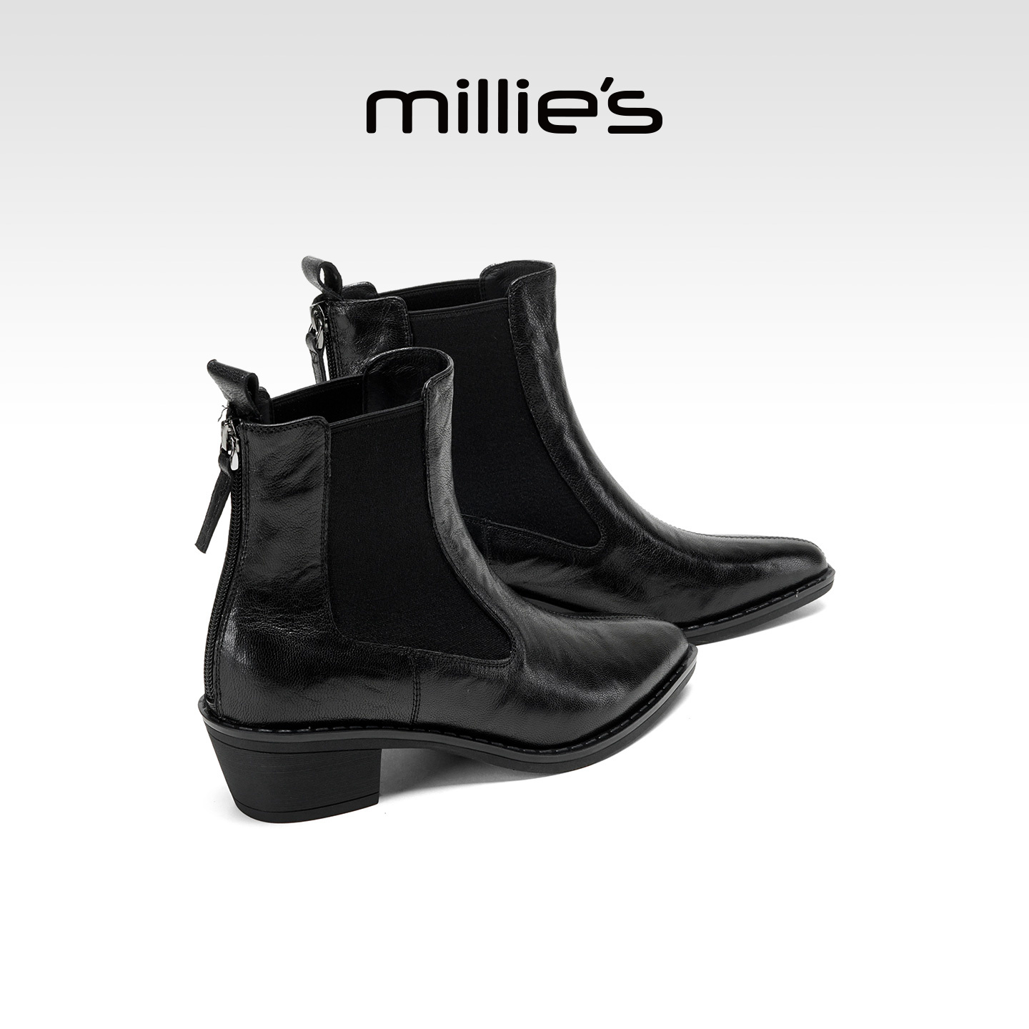 millies妙丽复古真皮短靴