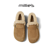 加绒一脚蹬反绒皮勃肯鞋 MILLIE 2025新款 豆豆鞋 妙丽雪地靴女款