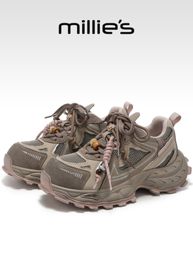 millies妙丽时尚休闲鞋女款2025秋冬季新款厚底运动鞋系带老爹鞋