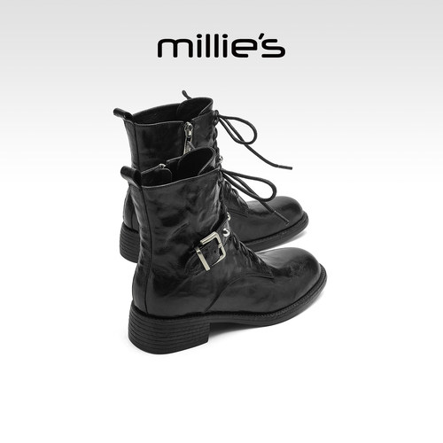 millies妙丽气质显瘦加绒马丁靴
