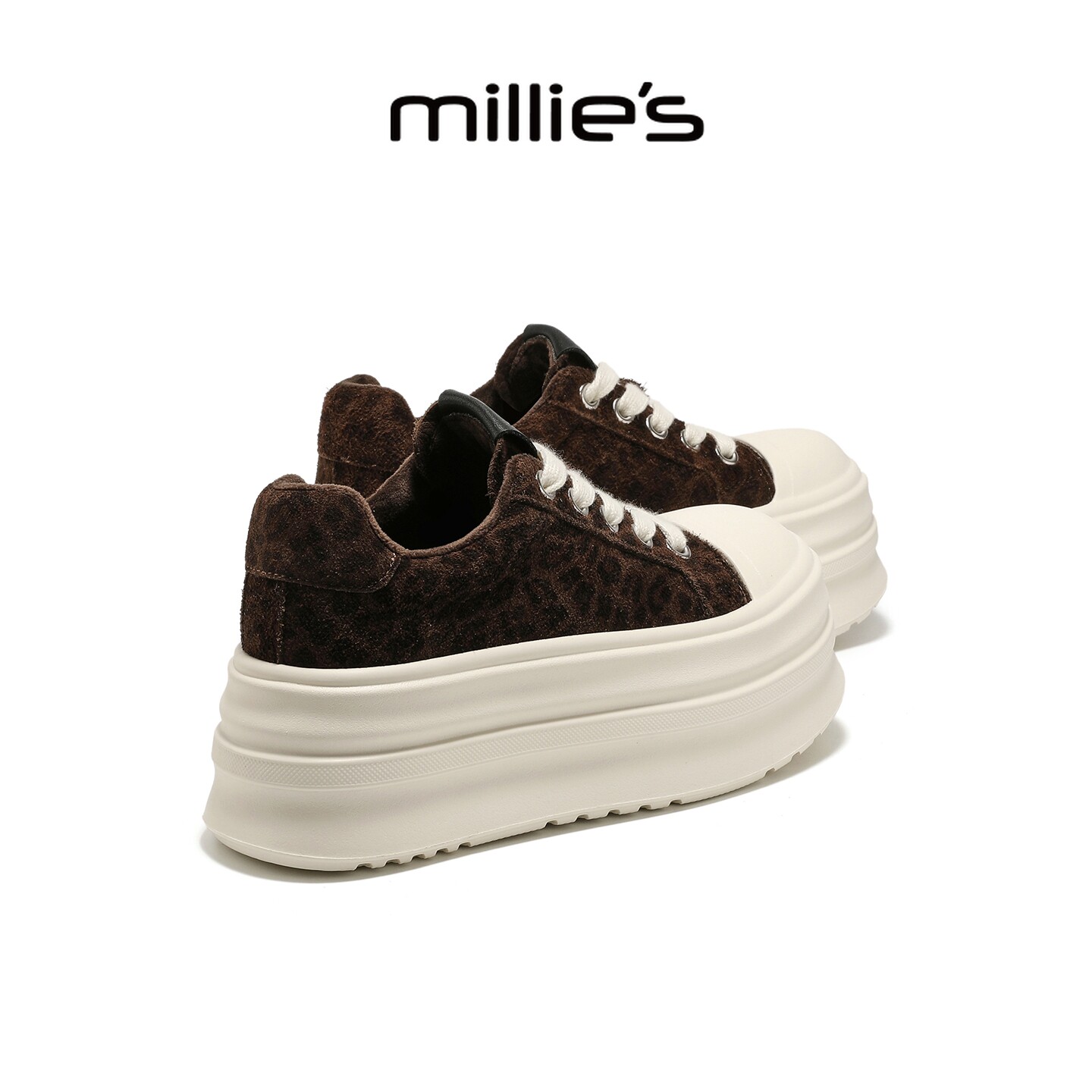妙丽豹纹加绒厚底松糕鞋女款