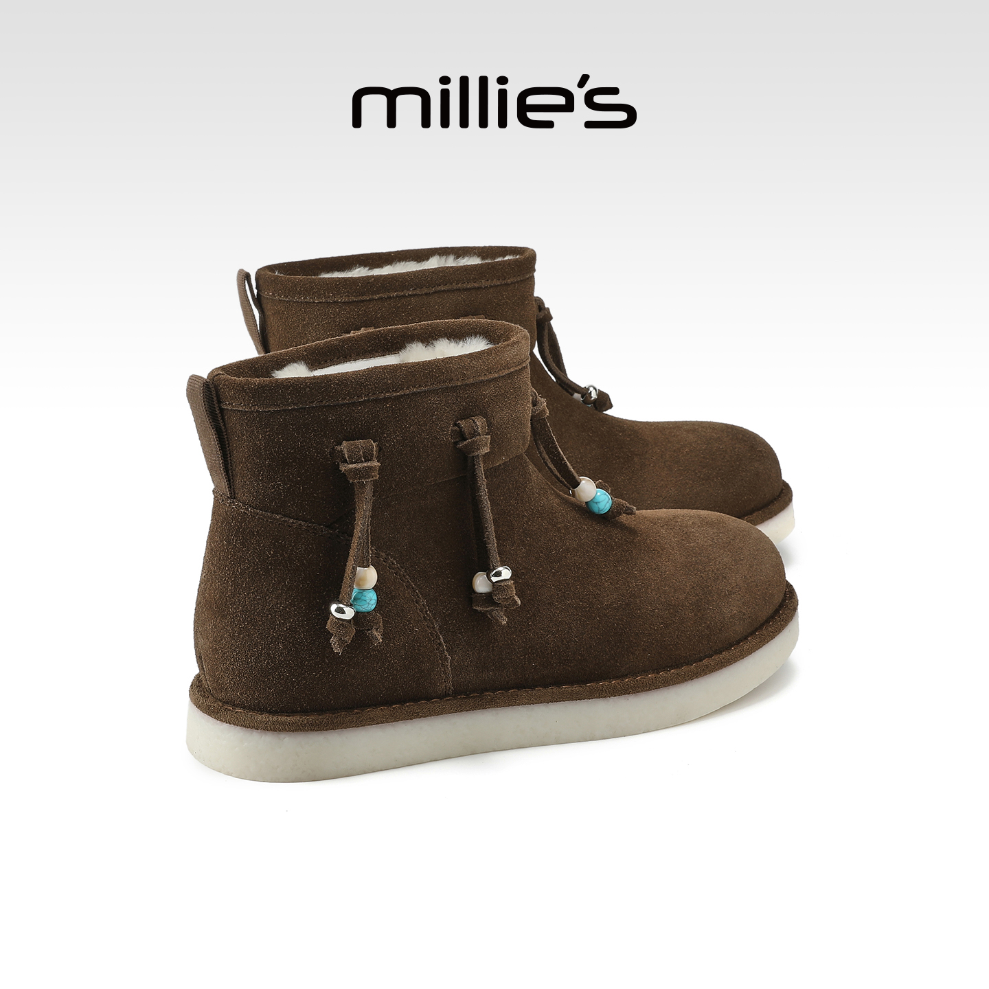 millies妙丽复古流苏雪地靴女靴