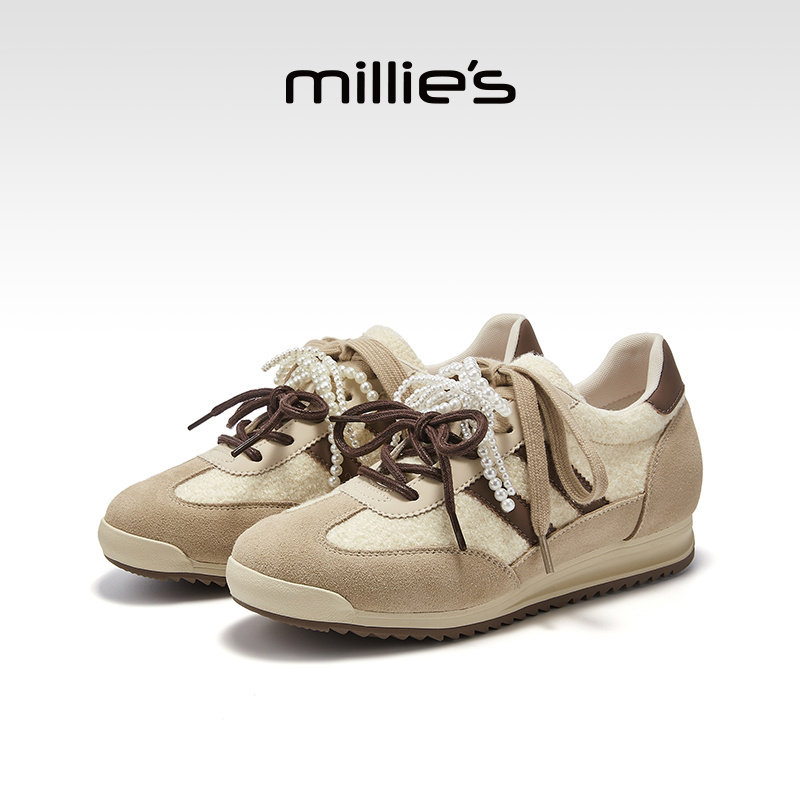 millies妙丽阿甘鞋女2025春夏季新款休闲运动官方德训鞋厚底软底