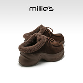 millies妙丽厚底勃肯鞋 内增高加绒 毛绒拖鞋 半拖加棉2025冬季 新款
