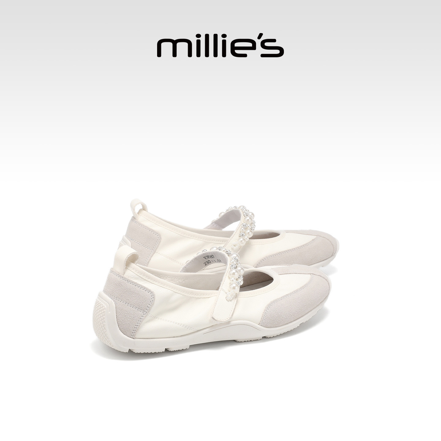 MILLIE'S/妙丽珍珠装饰魔术贴玛丽珍鞋女平底浅口单鞋舒适芭蕾风,女鞋,浅口单鞋,淘宝优惠券,粉丝福利购,淘宝优惠卷