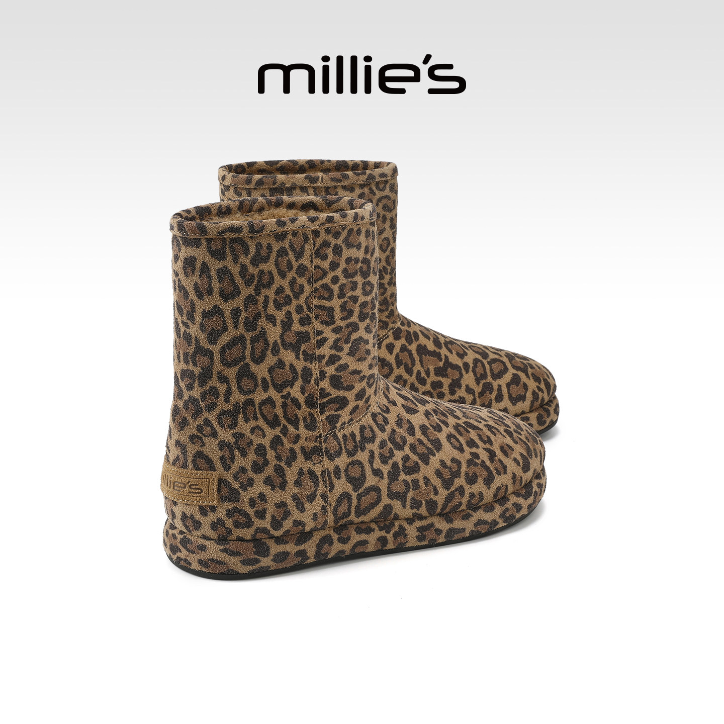 millies妙丽豹纹雪地靴女2025冬季新款加绒保暖女靴厚底烟筒靴子,女鞋,时尚雪地靴,淘宝优惠券,粉丝福利购,淘宝优惠卷