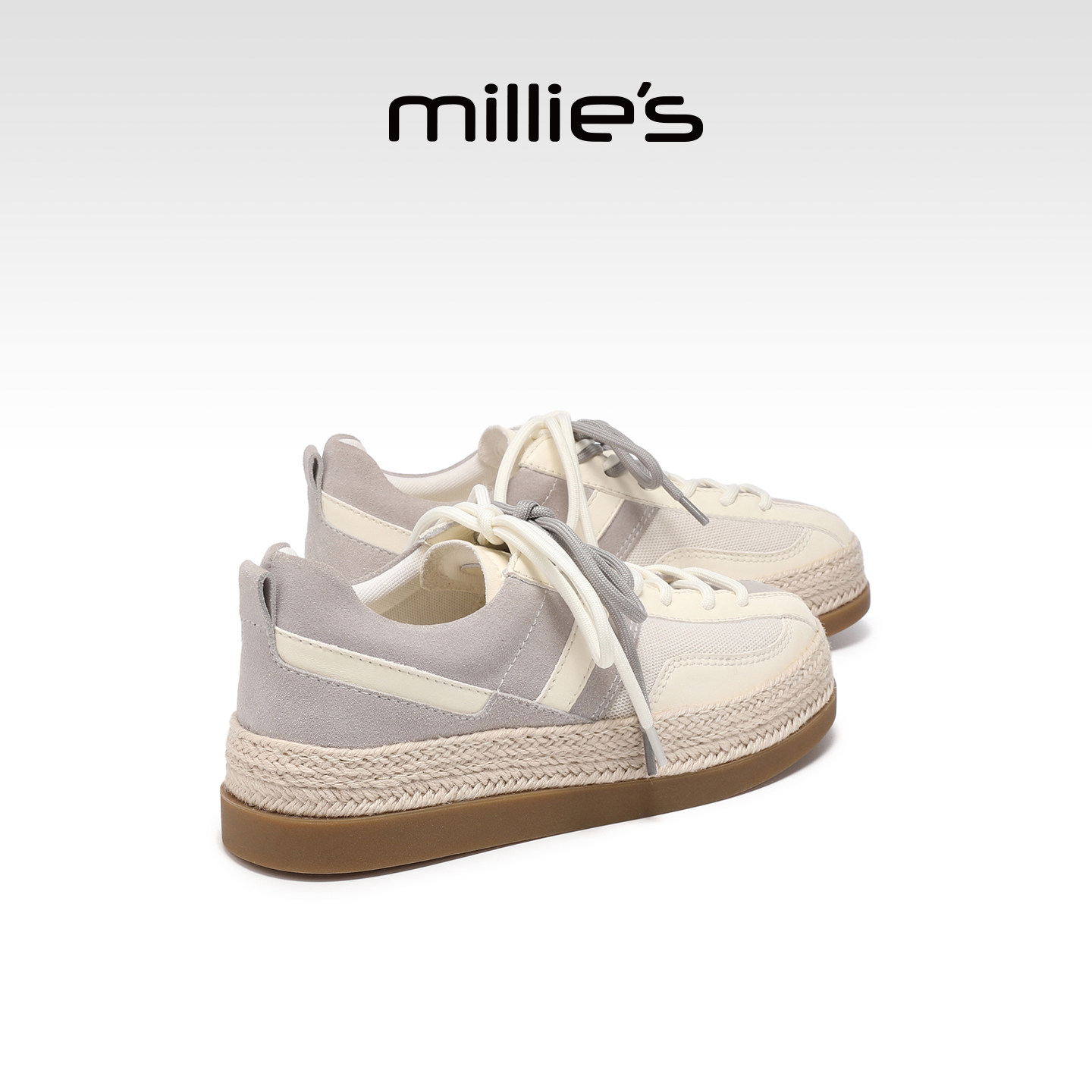 MILLIE'S/妙丽米色系带渔夫鞋女款平底休闲板鞋百搭舒适深口单鞋,女鞋,休闲板鞋,淘宝优惠券,粉丝福利购,淘宝优惠卷