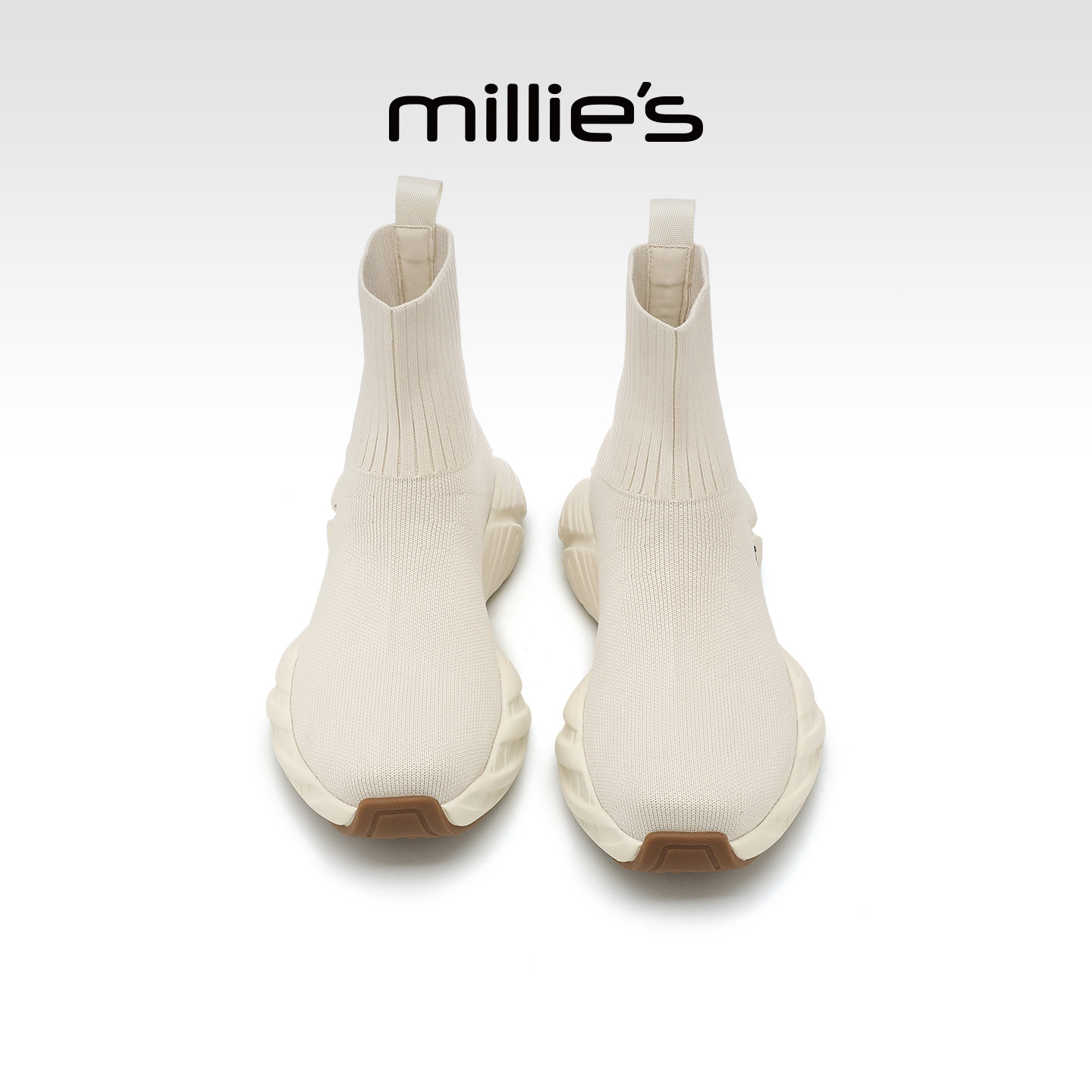 millies妙丽秋款时尚运动风短靴女靴2025年秋季新款瘦瘦靴小白靴