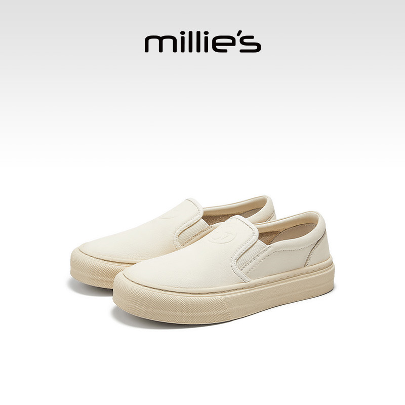 millies妙丽官方2026春季新款厚底小白鞋休闲鞋软底一脚蹬板鞋女