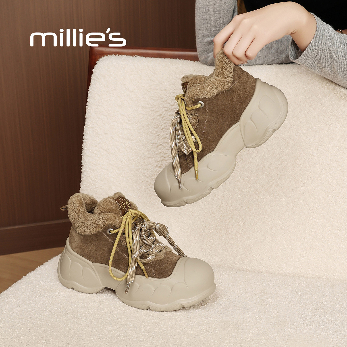 millies妙丽短筒靴女靴加绒雪地靴冬季新款厚底休闲棉靴子时装靴,女鞋,时尚雪地靴,淘宝优惠券,粉丝福利购,淘宝优惠卷