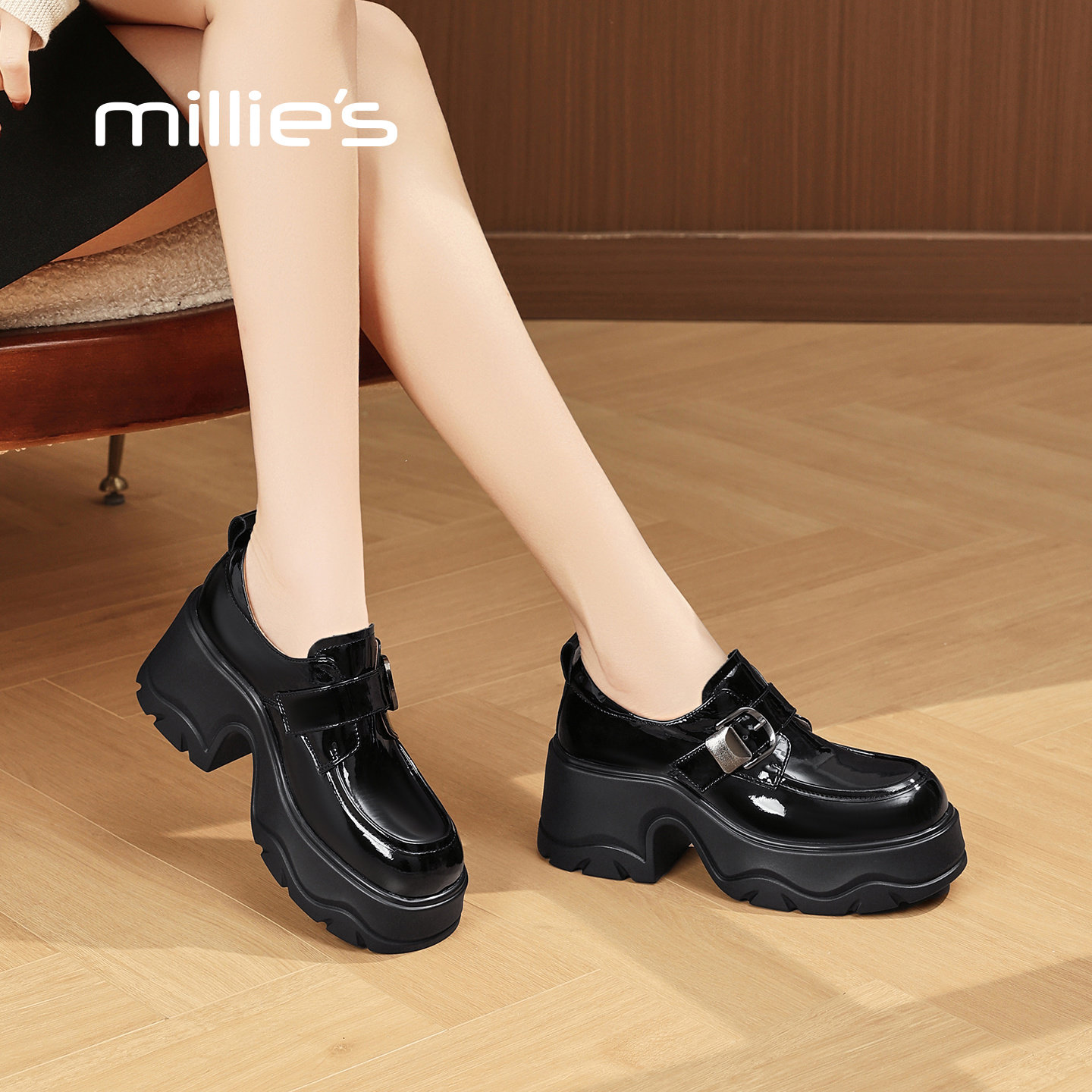 MILLIE'S/妙丽厚底乐福鞋通勤风松糕底深口单鞋女鞋2026春季新款,女鞋,深口单鞋,淘宝优惠券,粉丝福利购,淘宝优惠卷