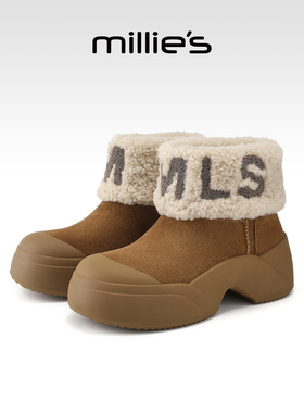 millies妙丽加绒棉靴东北雪地靴2025年冬季新款加厚保暖短靴女靴