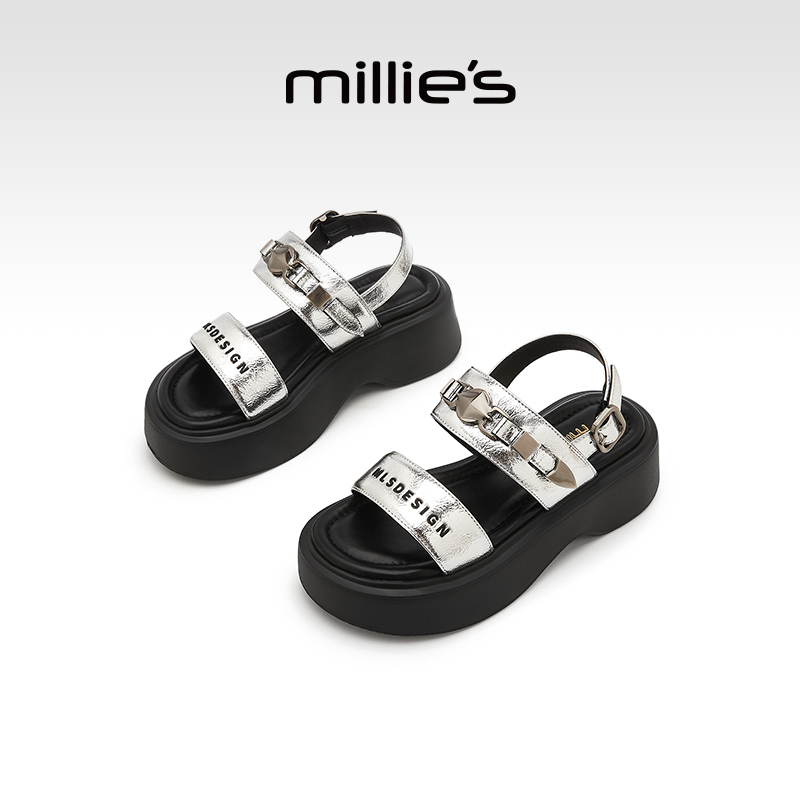 millies妙丽厚底凉鞋女夏季外穿上班不累脚运动时装鞋配裙子显高