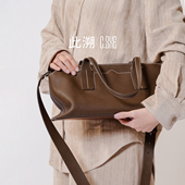 此溯头层植鞣牛皮波士顿包复古真皮女包手提单肩斜挎托特小包软