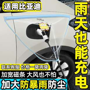 适用比亚迪海鸥宋L秦plus汽车用品ev海豚dmi充电枪防雨罩充电口盖
