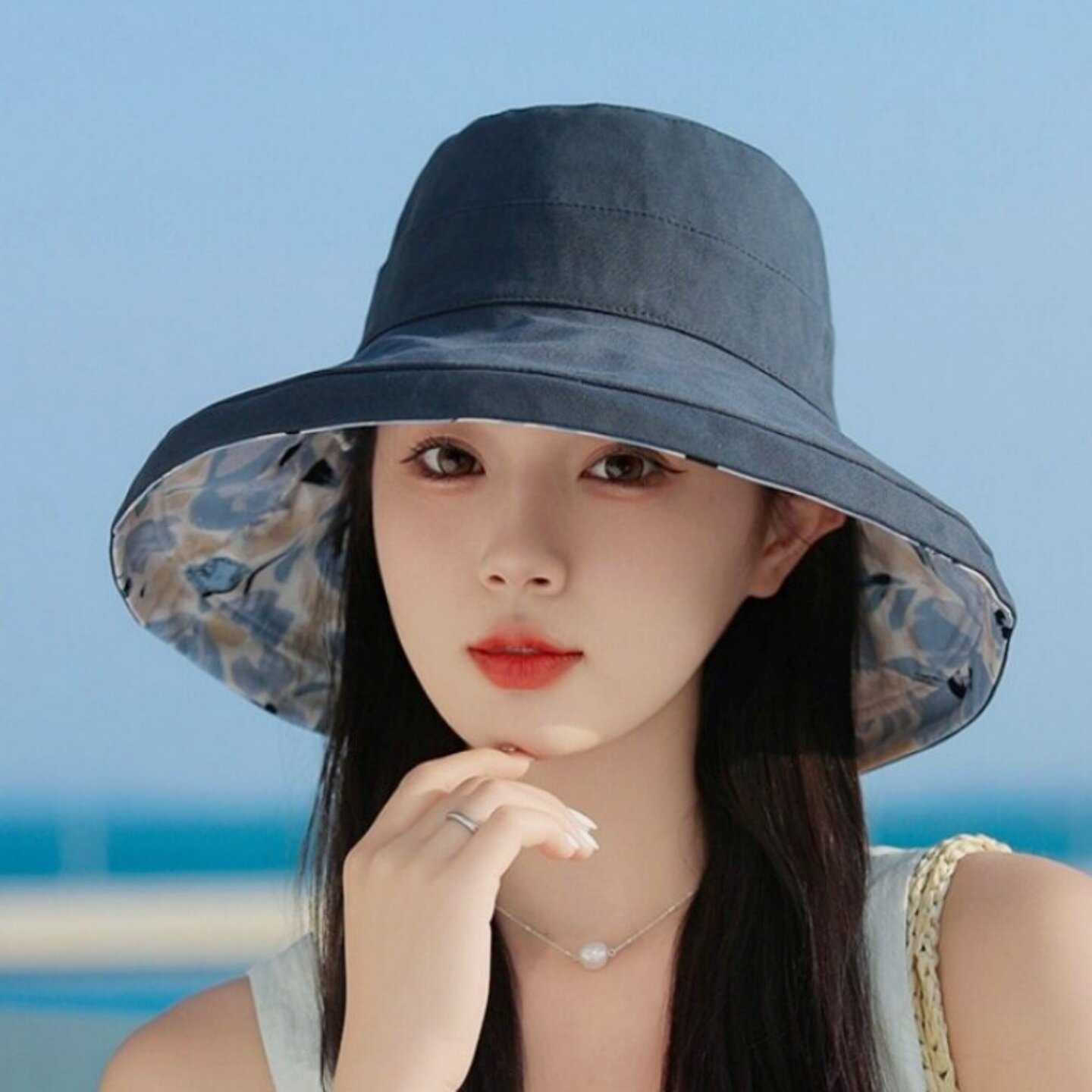 女士春夏防晒大檐渔夫帽透气高颜