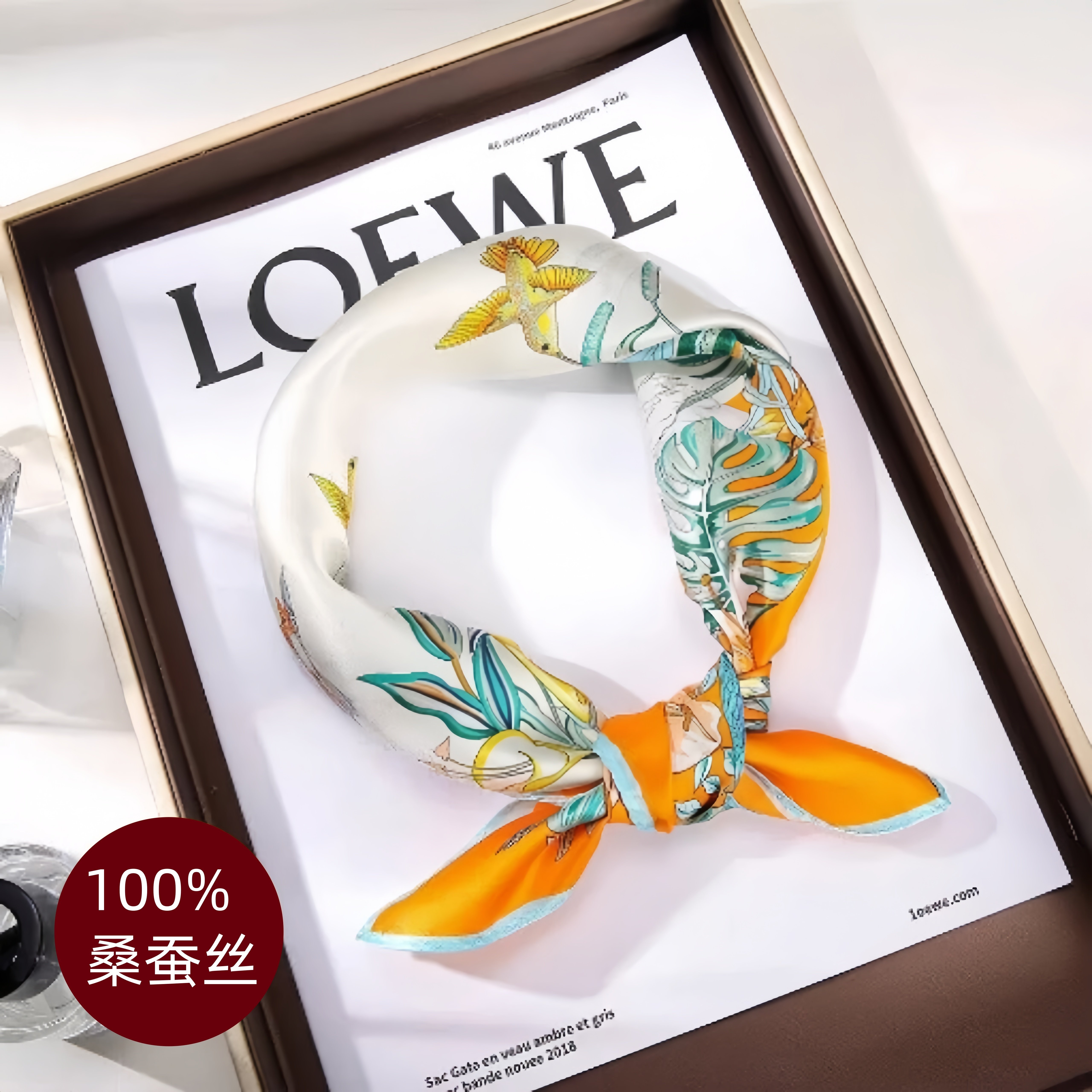 100%真桑蚕丝巾女士2026新款高端时尚百搭配衬衣春夏秋天系脖薄款