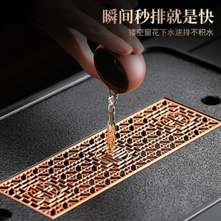 长方形小型轻奢现代简约蓄排干泡台茶台 仿乌金石茶盘家用2024新款