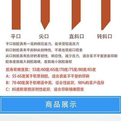 丝印刮胶条平口 尖口丝网印刷耗材覆膜机刮胶刮刀 耐水油 可定做