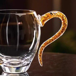 金箔公道杯透明高硼硅耐热玻璃公杯高端茶海分茶器功夫茶具