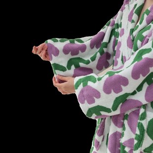 郁金香亲子 吸水亲肤情侣纯棉儿童浴袍大衣 浴袍小清新女秋冬新款