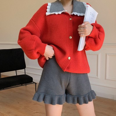 短裤秋冬款女外穿加厚针织打底毛线2021高腰显瘦大码阔腿宽松裤子