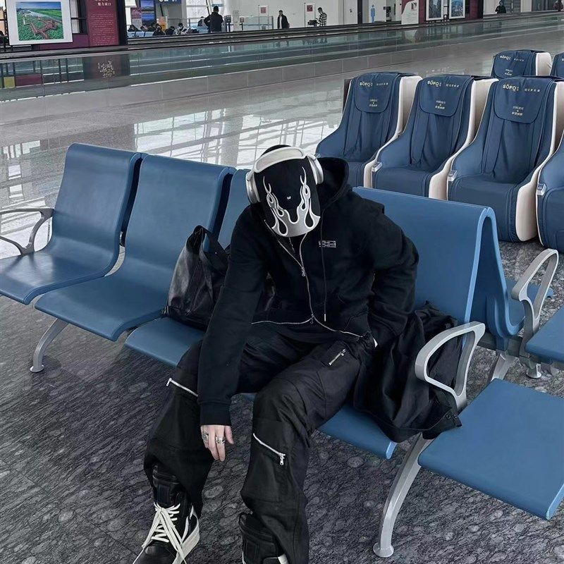 WIDE VIBES自主刷蜡蜡面拉链口袋可拆卸短裤二合一宽松直筒休闲裤