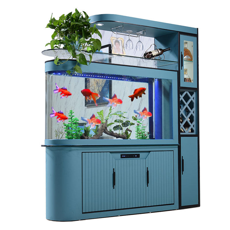 家用鱼缸客厅2023新款免换水生态智能温控底过滤落地热弯缸水族箱