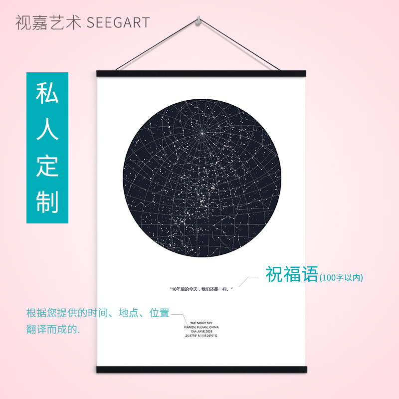 出生当晚星空图星座画创意生日礼物情侣装饰画挂画定制礼品送女生