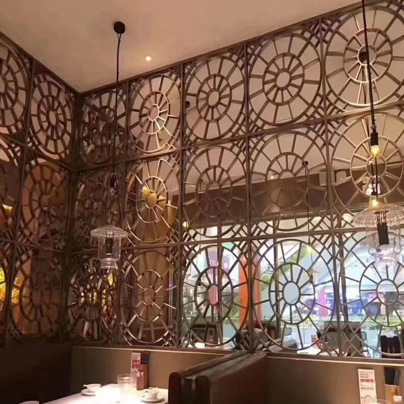 直销定制金属屏风定制中式简约钛金不锈钢304酒店玄关花格厂家家