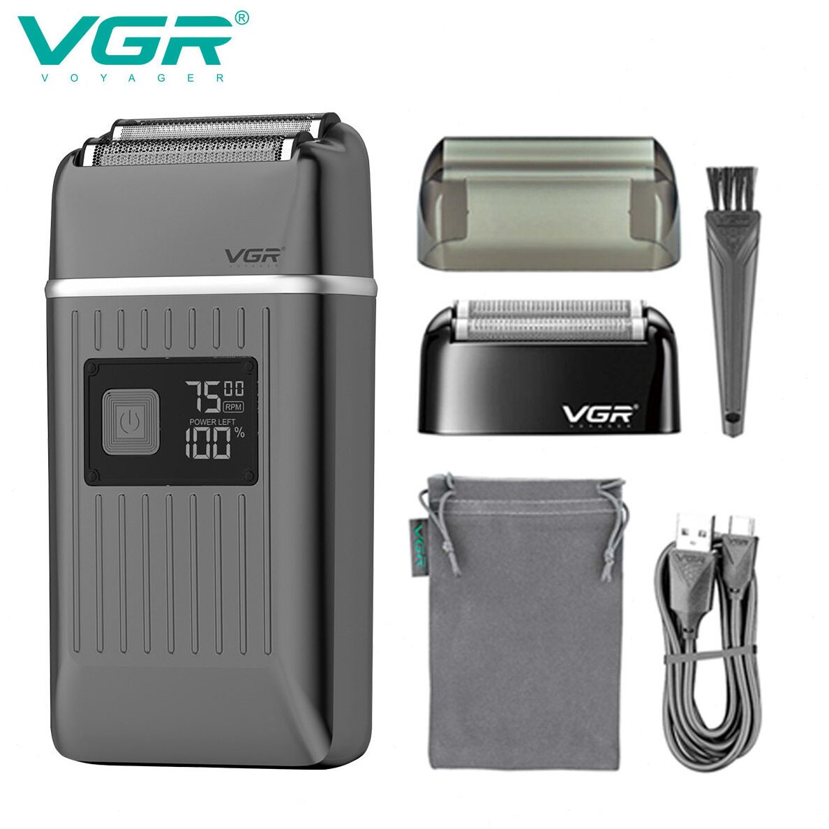 直销VGR白器往复式剃光头理发神器推刀家用便携式刮胡刀电动剃须