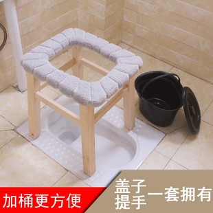 坐便椅马桶凳坐便器家用老人可移动孕妇卫生间蹲T坑改病人实木加