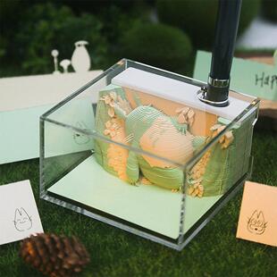 立体纸雕宫崎骏蓝色龙猫创意个性 摆件可撕便签文具男女生惊喜礼物
