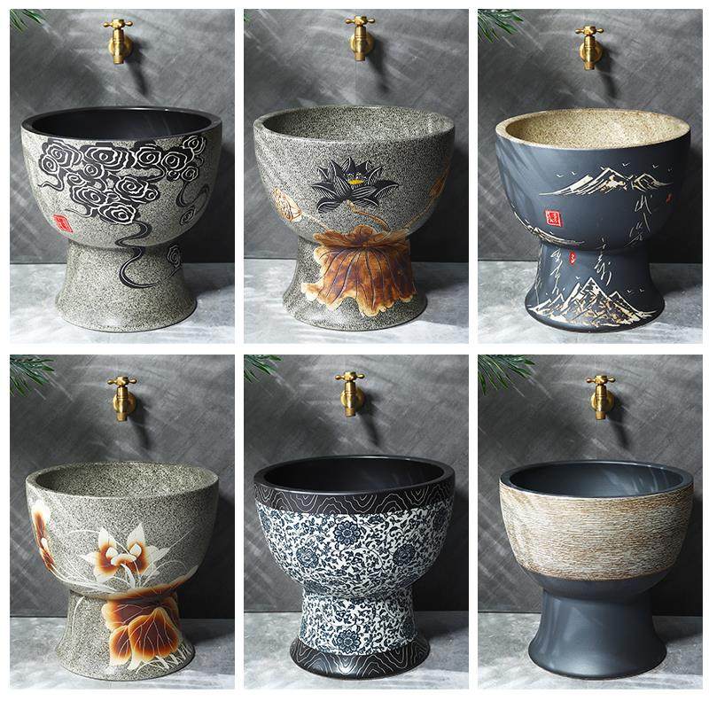 陶瓷家用洗拖把池水池户外阳台庭院圆形拖布池复古艺术墩布池拖盆,家装主材,拖把池,淘宝优惠券,粉丝福利购,淘宝优惠卷